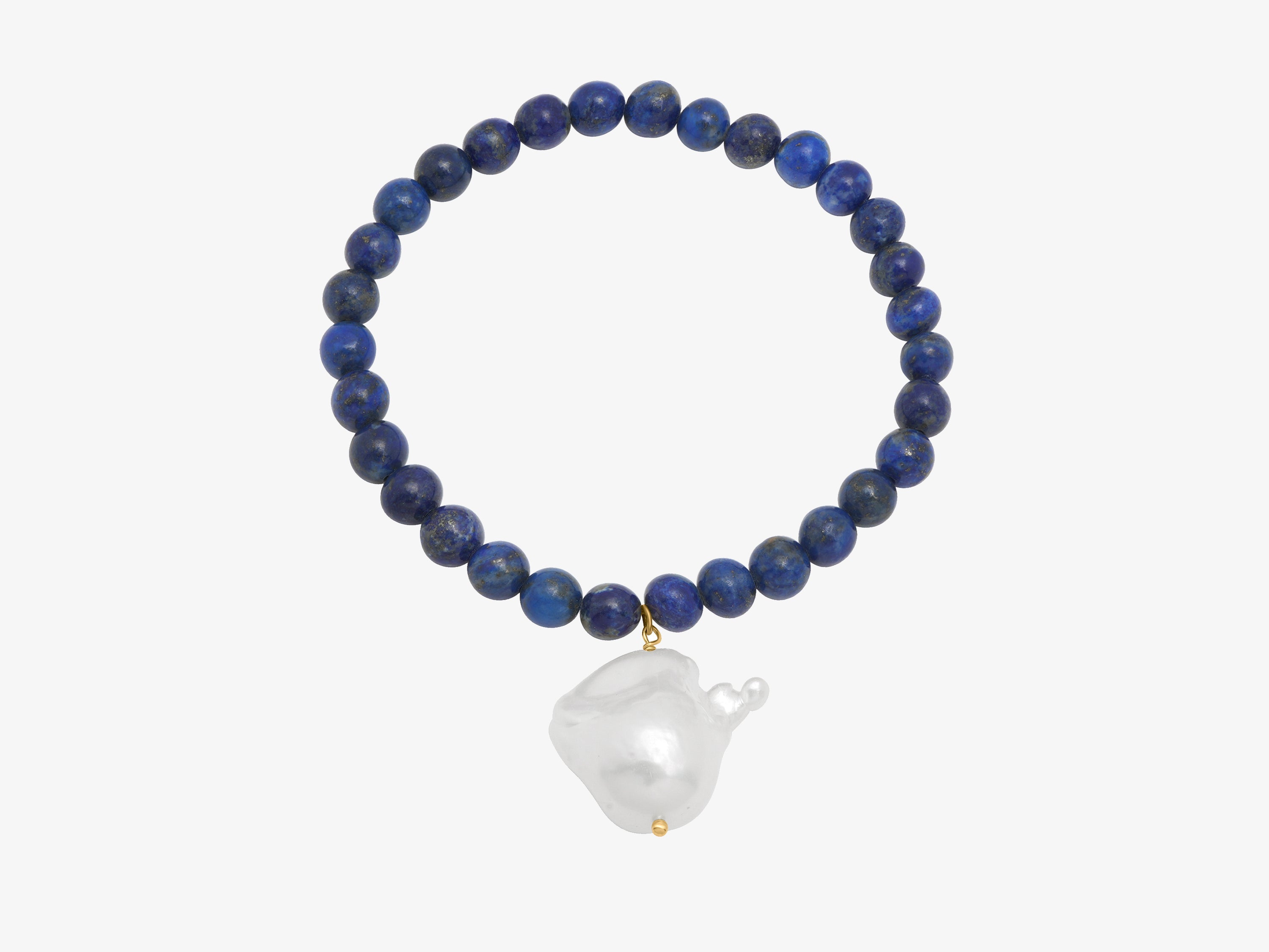 Lapis and Hanging Baroque Pearl Bracelet