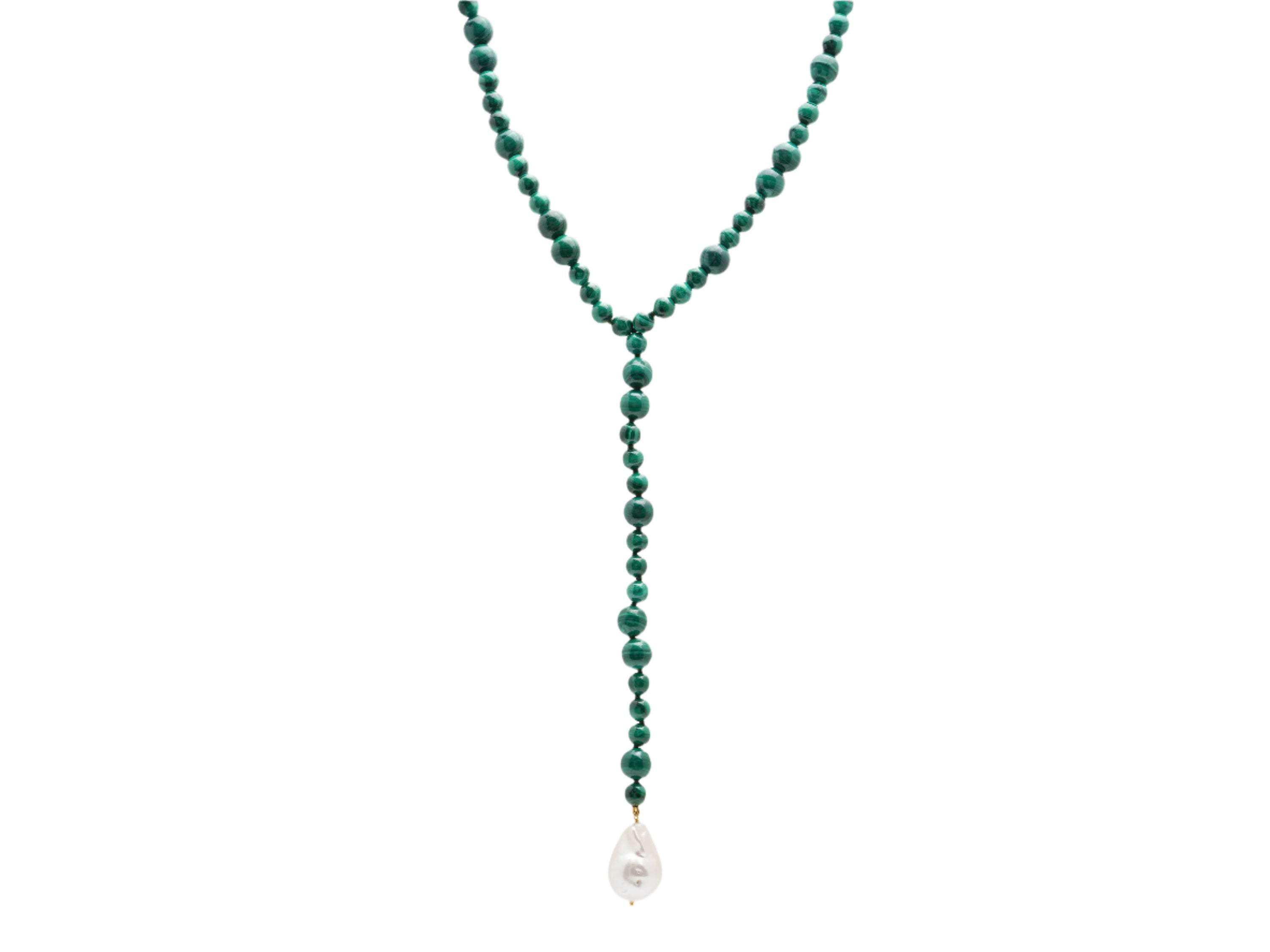 Malachite and Baroque Pearl Lariat